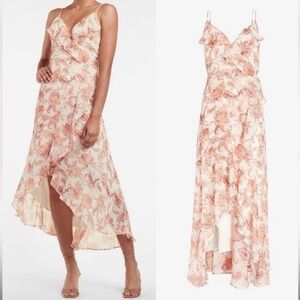 Express Floral Paisley Ruffle Midi Dress